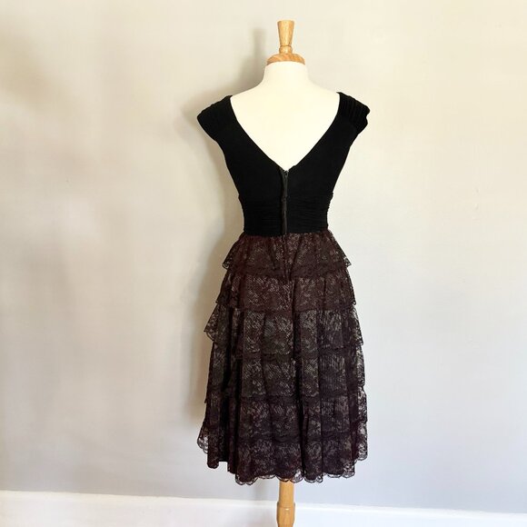 Vintage 1950 Lace and Velvet Holiday Prom Special Occasion Dress  Small - Picture 3 of 16